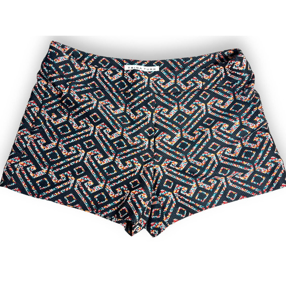 Trina Turk Corbin Flat Front Shorts | Sz 4, Multi Navy Jacquard - Picture 5 of 13